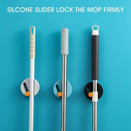 3pcs Wall Mounted Mop Holder Multi-purpose Cradle Hook Hanger Adjustable Household Adhesive Storage Broom Hanger Mop Hook Racks