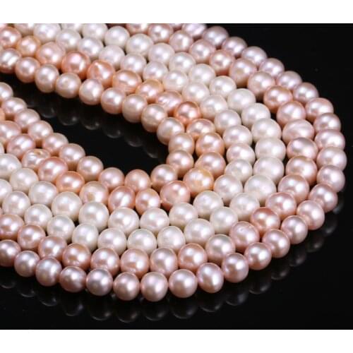 Natural Freshwater Pearl Pearl Beads For DIY Jewelry Making Necklaces Bracelets Earrings White/Purple/Pink Potato 7-8mm 36CM