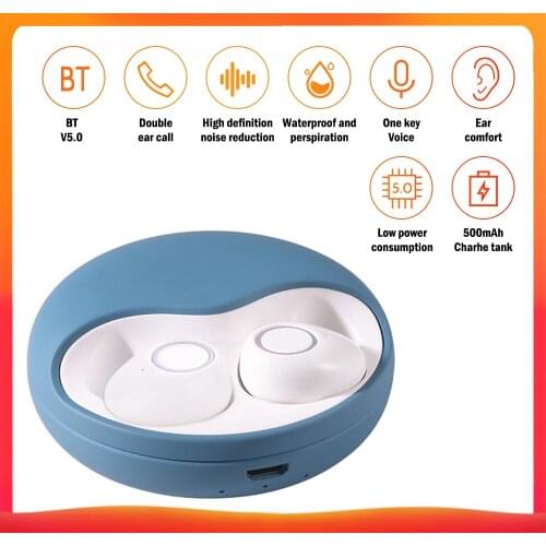 K10 TWS Stereo Wireless BT5.0 Earbuds Headphones with Charging Box Supporting Wireless Charge in-ear Headsets for Android / iOS