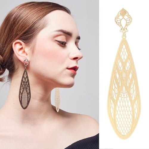 2018 New high quality earrings in stud shiny Plating big brass punk long Earrings for woman in danglingearrings party wholesale