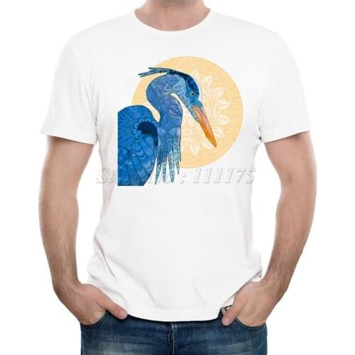 New Arrivals 2019 Mens Summer Fashion Blue Heron and the sun Design T Shirt Cool Tops High Quality Casual Short Sleeve Tee