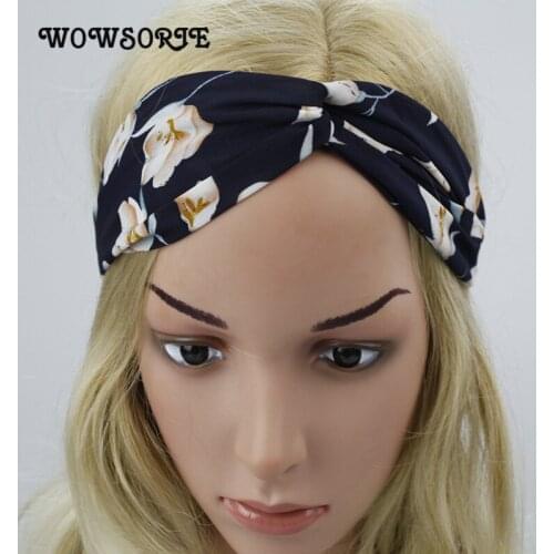 New Summer Fashion Bandanas Hair Accessories Lady Cross Printing Chiffon Flower Bandanas Women Turban Headbands 3 Colors