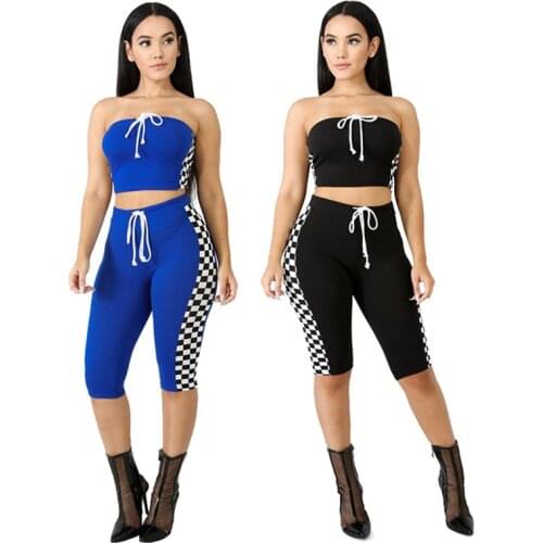 New Market Women Casual Stitching Racing Short Set Two Piece Set Women Clothing