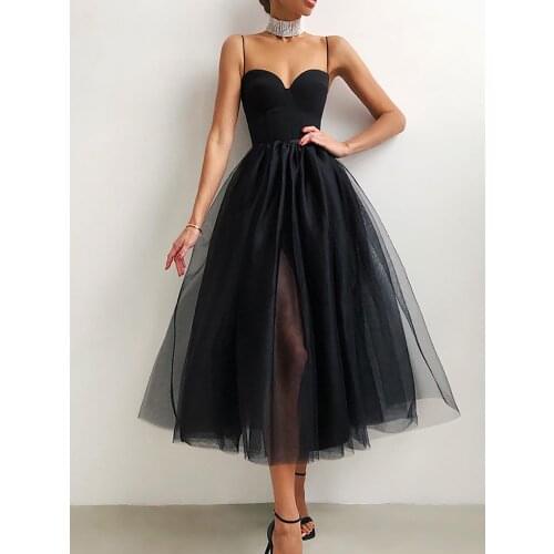 Sexy Women Spaghetti Strap A-Line Solid Maxi Dress Elegant Summer Ladies Gauze Wedding Party Dress Fashion Femme Princess Dress