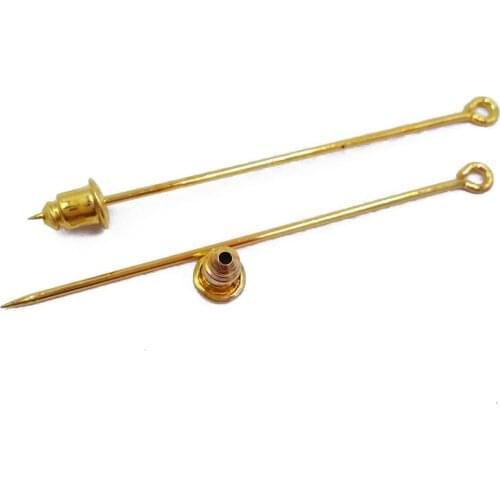 Gold Plated 1000piece 50mm 60mm 70mm Sharp End Hijab Pins Brooch Pins with Bullet Backs Stick Pin Lapel Pin Clutch JZJZ003