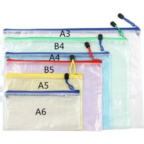 10 Pieces/Lot A3/A4/A5/A6/B4/B5 Transparent Document Storage Bag Pen Bag PVC Waterproof Zipper File Bags For Office Meeting