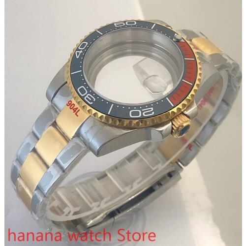 Transparent back cover 904L stainless steel gold strap bracelet 40mm sapphire glass ETA NH36 MH35 cases bezel blue orange