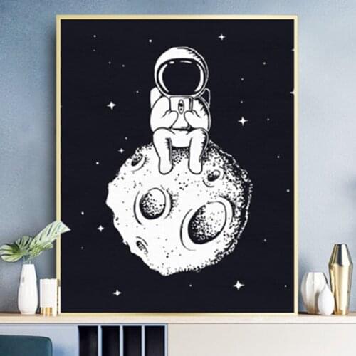 Cartoon Space Astronaut Painting by numbers 50x40cm Universe Planet Exploration Poster Home Decor Painting Wall Art Pictures
