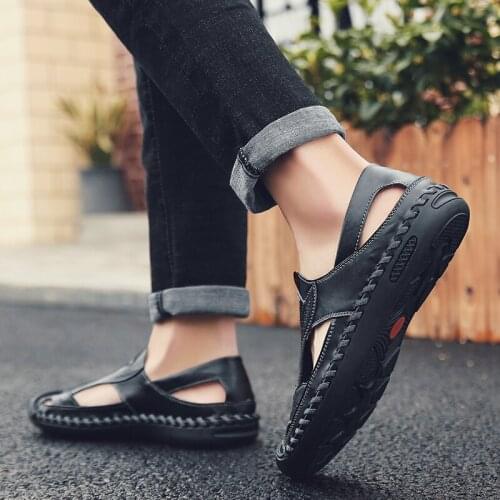 Sandals Outdoor Sandals Leather Outdoor Men Water Mens Summer Rubber Man Beach Mens Sandles Casual 2020 Cork Shoes Roman