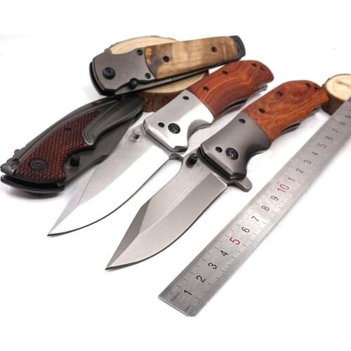 Folding Pocket Knife Hunting Knife Tactical Survival Knives Stainless Steel Blade Steel + Wood Handle Outdoor Camping Multi Tool