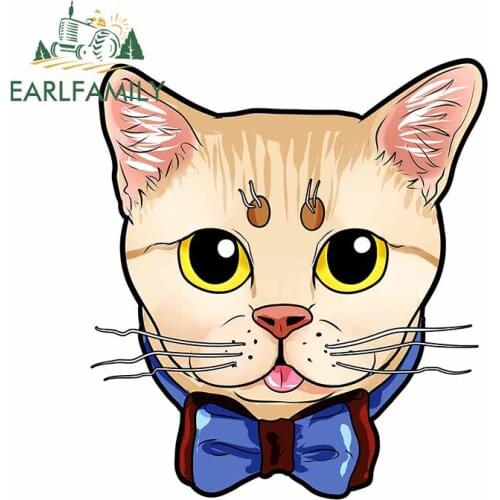 EARLFAMILY 13cm x 10.3cm for Munchkin Cat Kitty Face Car Stickers Trunk Refrigerator Decal Motorcycle Surfboard Vinyl Car Wrap