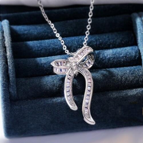 Elegant Pendant Real 925 Sterling Silver Wedding Pendants Necklace For Women Bridal Charm Party Choker Jewelry Gift