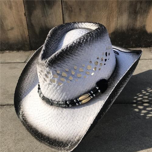 100% Straw Women Men Hollow Western Cowboy Hat Elegant Lady Sombrero Hombre Hat Fascinator Sunbonnet Cowgirl Sun Hat
