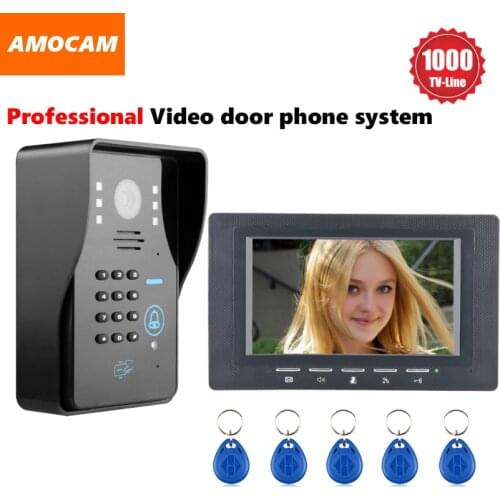 1000TVL IR Door Camera Video door phone System Video Intercom Doorbell kit support Password / Rfid Keyfobs Card Unlock