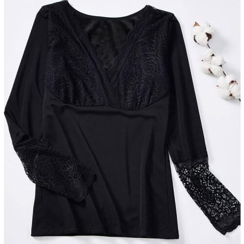 Women 2021 Winter Fashion Solid Color Thermal Underwear Female Sexy V-neck Slim Tops Ladies Long Sleeve Lace Warm Tops E266