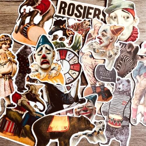 23PCS European and American style character stickers circus clown hands account material DIY diary album ins stickers hobo tn