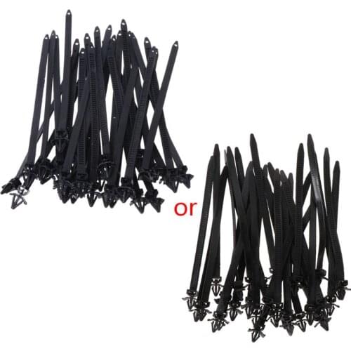 30 Pcs 175mm Nylon Black Car Cable Strap Push Mount Wire Tie Retainer Clip Clamp