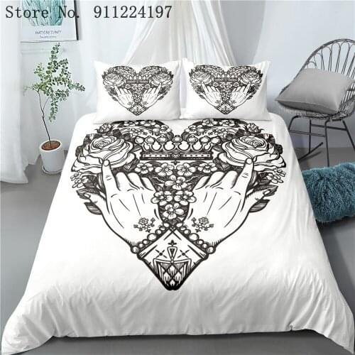 3D Printing 3PCS Duvet Cover Love Crown Comforter Bedding Set Single Double Twin Full Queen King Size Bed Set For Bedroom Decor
