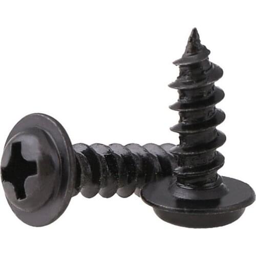 50/100Pcs Black Carbon Steel PWA M1.2 M1.4 M1.7 M2-M4 Cross Philips Pan Round Head Self Tapping Screw With Washer Zinc Plated