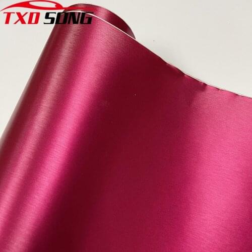 50cm*152/200/300cm Metallic Brushed Rose Red Vinyl Wrap Film Metal Chrome Car Full Body Wrapping Foil with Air Bubble Free