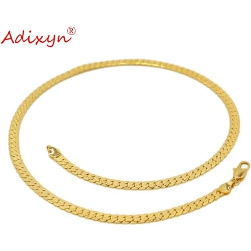 Adixyn 5MM Curb Cuban Gold Color Necklace Men Boys Chain High Quality Chokers Necklaces Jewelry Gifts N09236