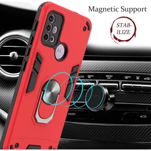 Armor Shockproof Case For Motorola G10 Power G20 G30 Magnetic Metal Ring Stand Soft TPU Bumper Hard PC Protective Back Cover