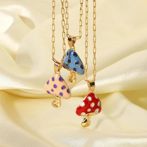 2021 Stainless Steel Mushroom Necklace Chain Accessories Pendant Collares Chain Streetwear Bijoux Femme Pendant
