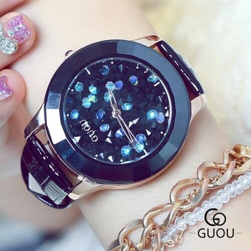 Luxury Crystal Women Watches Fashion Leather Quart Ladies Wrist Watch Minimalist Female Casual Clock Bayan Kol Saati Reloj Mujer