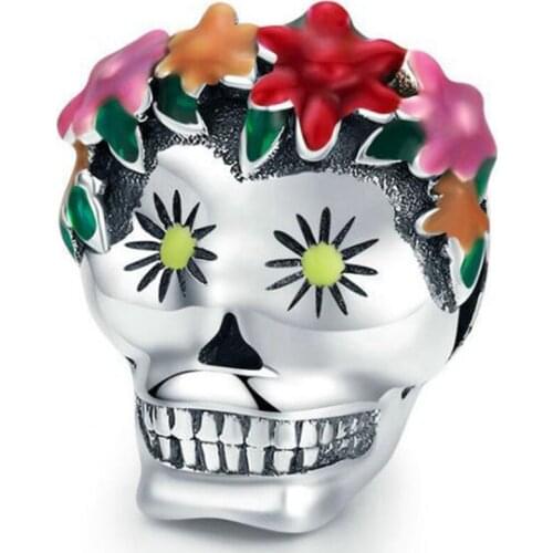 Halloween Flower Skull Head Loose Beads Diy Bracelet Necklace Accessories