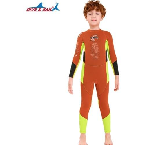 Kids Wetsuit Premium 2.5mm Neoprene Back Zip Long Sleeve Wetsuit Full Body One Piece Wet Suit for Girls Boys Child Youth