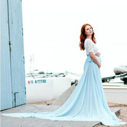 Long Maternity Gown Lace Cotton Patchwork Maxi Dress Pregnant Clothes Photography Pregnancy Baby Shower Dresses for Photo Shoot