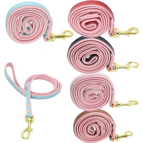 Double-Layer Leather Small Dog Training Leash Serpentine Puppy Lead Safe Walking Doggie Cat Kitty Durable Traction Rope