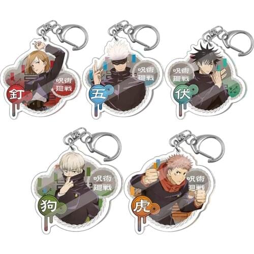 Two Sides Acrylic Keychain Anime Jujutsu Kaisen Theme Gojo Satoru Yuji Itadori Kugisaki Nobara Figure Pendant Keyring Jewelry