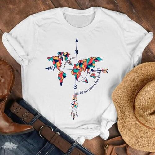 FIXSYS Summer New Fashion Short Sleeve Women T-shirt Feather Dream Catcher Graphics Printed Female Tshirts Girls Harajuku Tops