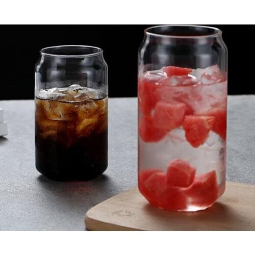 Creative Can Shape Tea Juice Milk Glass Cup Coffee Mug Wine Glass Drink Cup High Borosilicate Glass Drinkware Durable