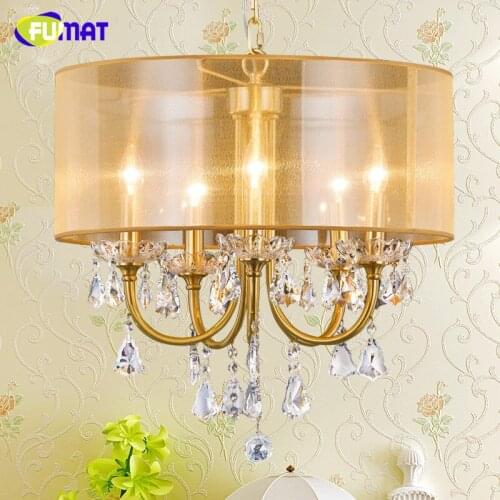 FUMAT K9 Crystal Chandeliers Lightings Nordic K9 Crystal Lamp For Living Room Dining Room Art Deco Lamp Fabric LED Chandeliers