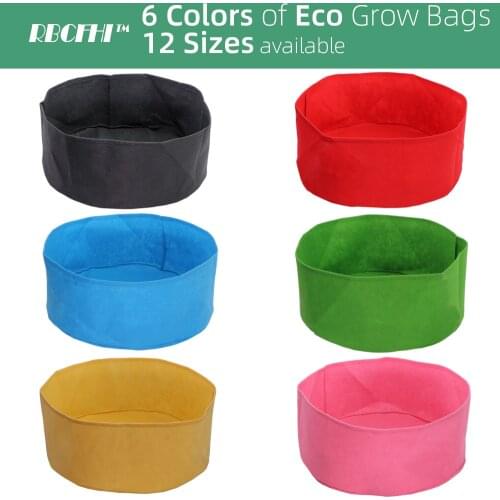 RBCFHI 6 Colors 12 Sizes of 1MM Thickness Round Fabric Grow Bags Economic Breatheable Garden Planting Containers Pot for Flowers
