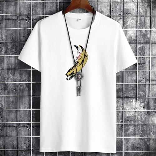 Men`s T-shirt 2021 Summer New Short Sleeve Streetwear Party Tops Trendy Casual Male Tshirts Gym Slim Fitness Tees Banana Printed