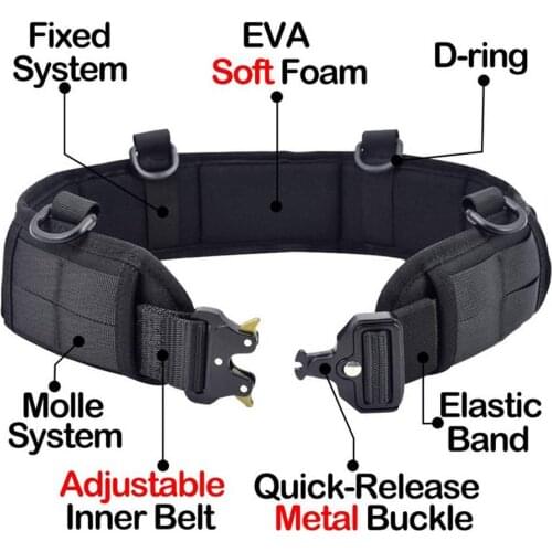 Molle Waist Belt Tactical Outdoor Waist Belt Combat Soft Padded CS Multi-Use Equipment Airsoft Hunting Adjustable