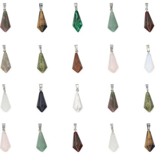 Natural Gem Stone Crystal Agates Pendant Pendulum Cone Reiki Healing Malachite Charms for DIY Earring Necklace Making Jewelry
