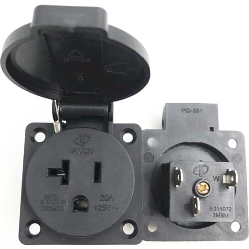 Black NEMA 5-20R American 20A 125V Blue IP44 Generator Control Panel industry waterproof concealed socket US wire connector plug