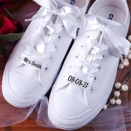 Custom Lettering Flat Shoelaces Personalized Bridal Shoe Laces Customized Name Shoelace Uniqe Wedding Gift Shoe Accessories