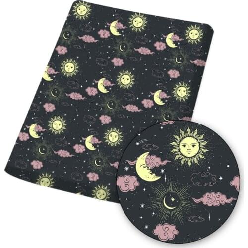Polyester Cotton Fabric Star Moon Universe Painted Clothe Bag Mask Making Material Cloth Sheets Home Textile Crafts 45*145cm/pc