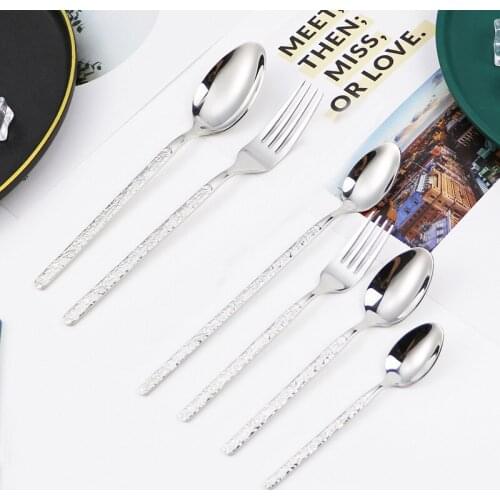 Relief titanium plated 201stainless steel knife fork and Spoon Set Spoon dessert spoon coffee spoon dinner knife fork fruit fork