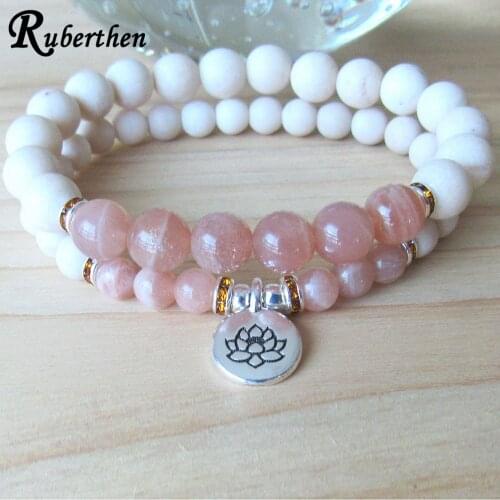 Ruberthen AA Grade Sunstone Lotus Yoga Bracelet Set High Quality Wrist Yoga Bracelet Handmade Crystals Bracelet For Women