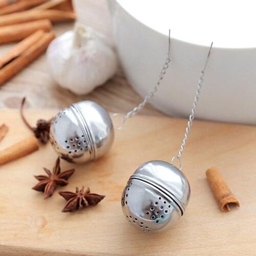 1pc Stainless Steel Ball Tea Infuser Mesh Filter Strainer Loose Tea Leaf Spice Ball with Rope chain Home Kitchen Tools 2 Sizes