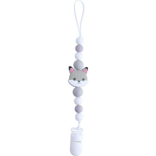 Cat Baby Pacifier Clip Chain Dummy Holder For Nipples Clips Silicone Teething Beads Baby Birthday Shower Gift