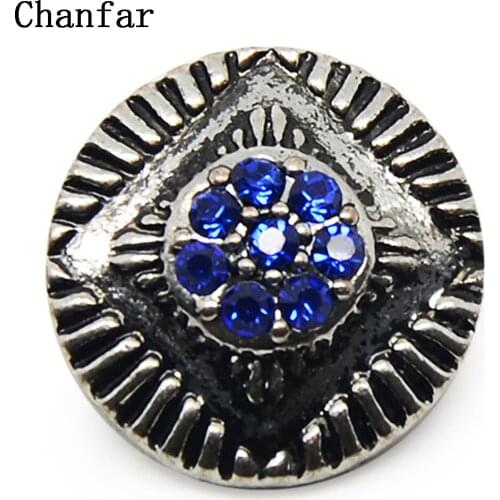 Blue Color Rhinestone Style Snap Button Beads 18MM DIY Jewelry