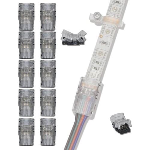 Necen 10PCS Waterproof IP65 5050 LED Tape Light Connection Conductor LED Strip to Wire Connector for 10mm RGB