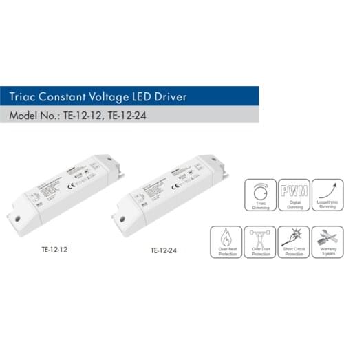 ELV Triac Constant Voltage 12VDC or 24VDC 12W LED Driver 200VAC-220VAC input For Office / Commercial / Domestic Lighting, Hotels